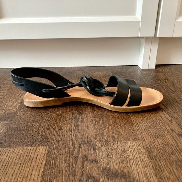 Madewell Boardwalk Ankle Tie Sandal in Black (lightly worn) - Picture 5 of 11